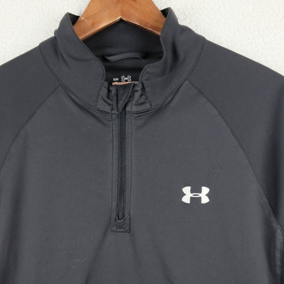 Under Armour Jacket Mens Medium Black All Season Lightweight Raglan Quarter Zip - Picture 2 of 8